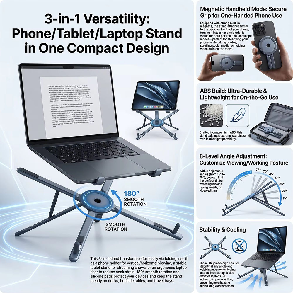 Portable Magnetic Phone Holder - огляд і ціна Laptop Accessories For Office